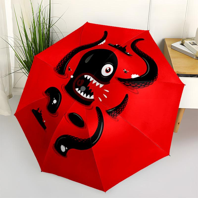 1pc Monster Sea Automatic Open/Close Umbrella, Portable Folding Umbrella for Travel, Themed Events,