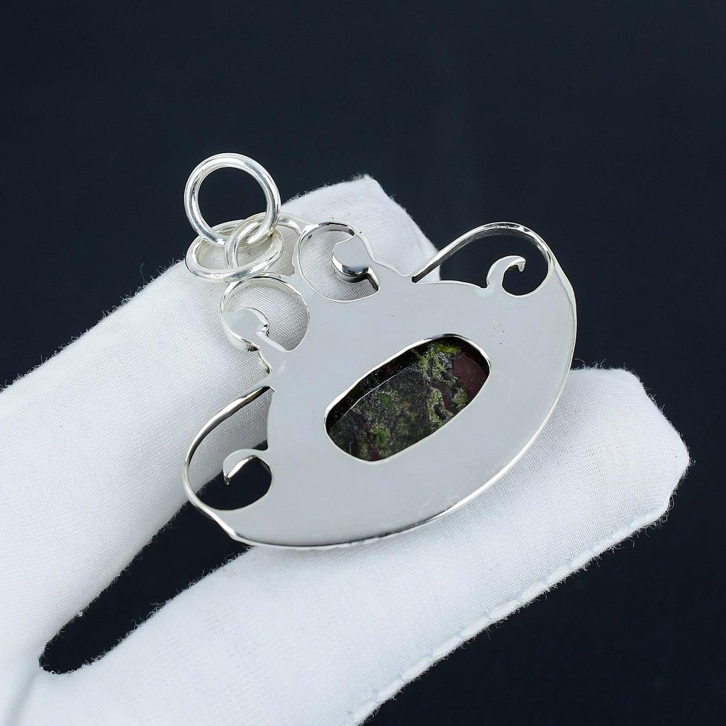 Natural Dragon Blood Jasper Gemstone Silver Pendant In 925 Sterling Silver - Handmade Design, Everyday Wear Jewelry Engagement Gift