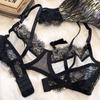 Sexy Leopard Print Women's Underwear French Ultra Thin Lace Bra Set Comfort Underwire Lingerie with High Waist Thongs