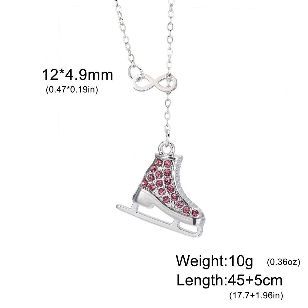 Crystal Ice Skate Shoes Necklace for Women Infinity Love Pendant Rhinestone Zircon Charms Romantic Jewelry Ice Skater Gifts