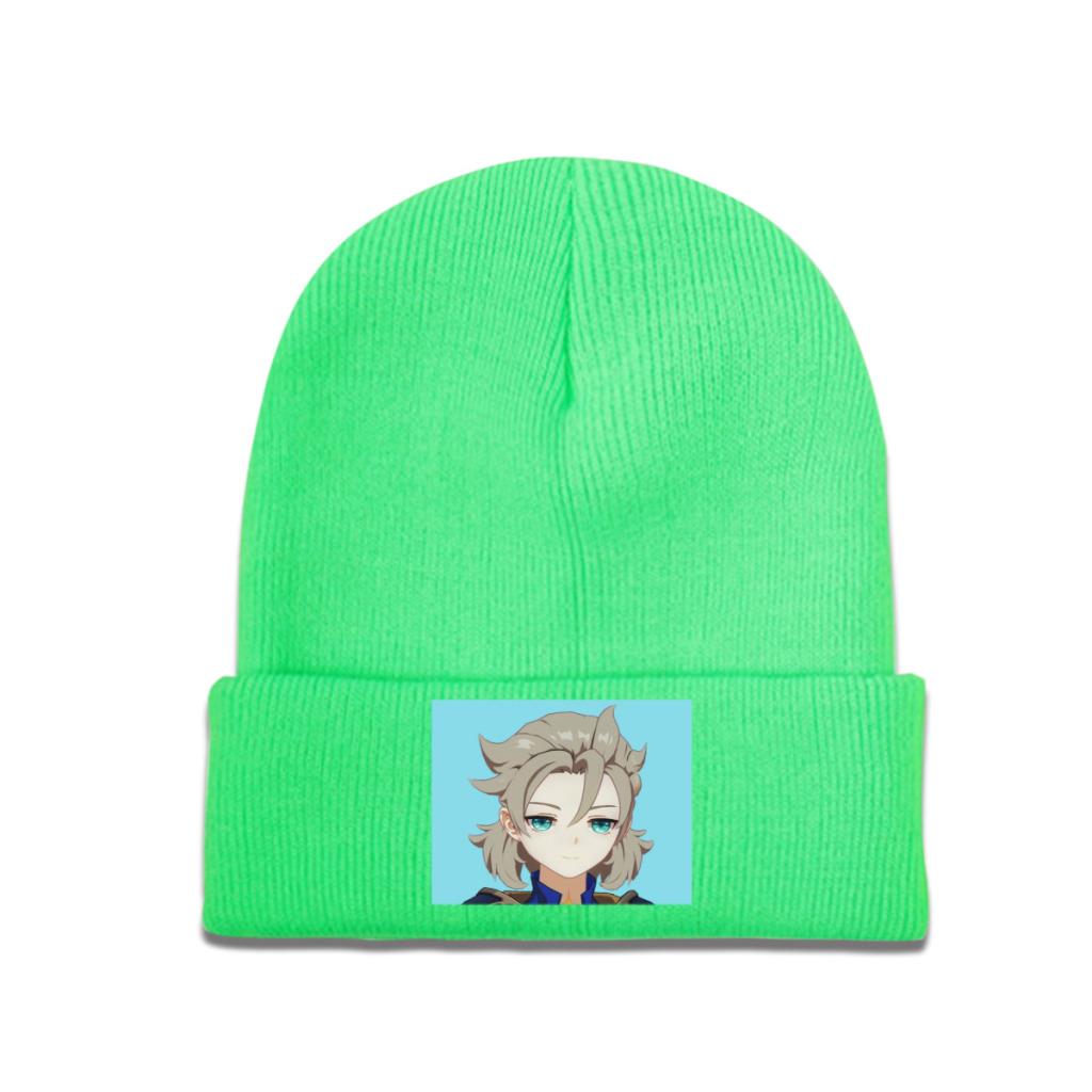 Smug Albedo Genshin Impact Strickmütze Beanies Wintermütze Warm Casual Videospiel Cap Unisex Frauen Geschenke