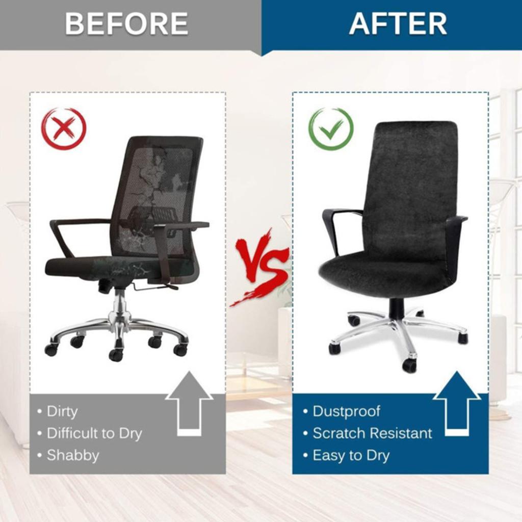 Velvet Stretch Office Chair Covers Computer Chair Slipcover Removable Washable Rotating Desk Rotating Boss Chair Slipcovers