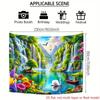 2D Fairy Lake Waterfall Backdrop Colorful Flowers Swan Tapestry for Festival Decoration