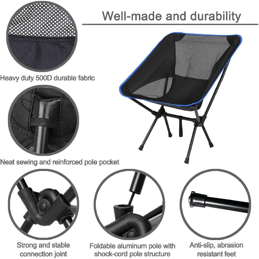 Portable Folding Camping Chair, Lightweight and Compact Outdoor Chair, Suitable for Outdoor,Picnic Camping Chair with Portable Storage Bag