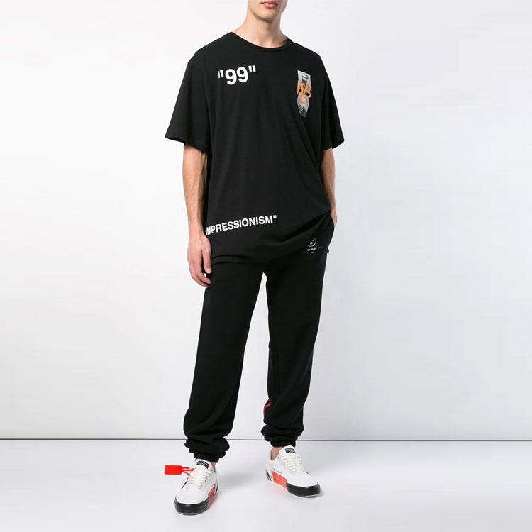 Off-White SS19 Loose Cotton Printed Short Sleeve T-Shirt Men Tops Black OMAA038R191850091088