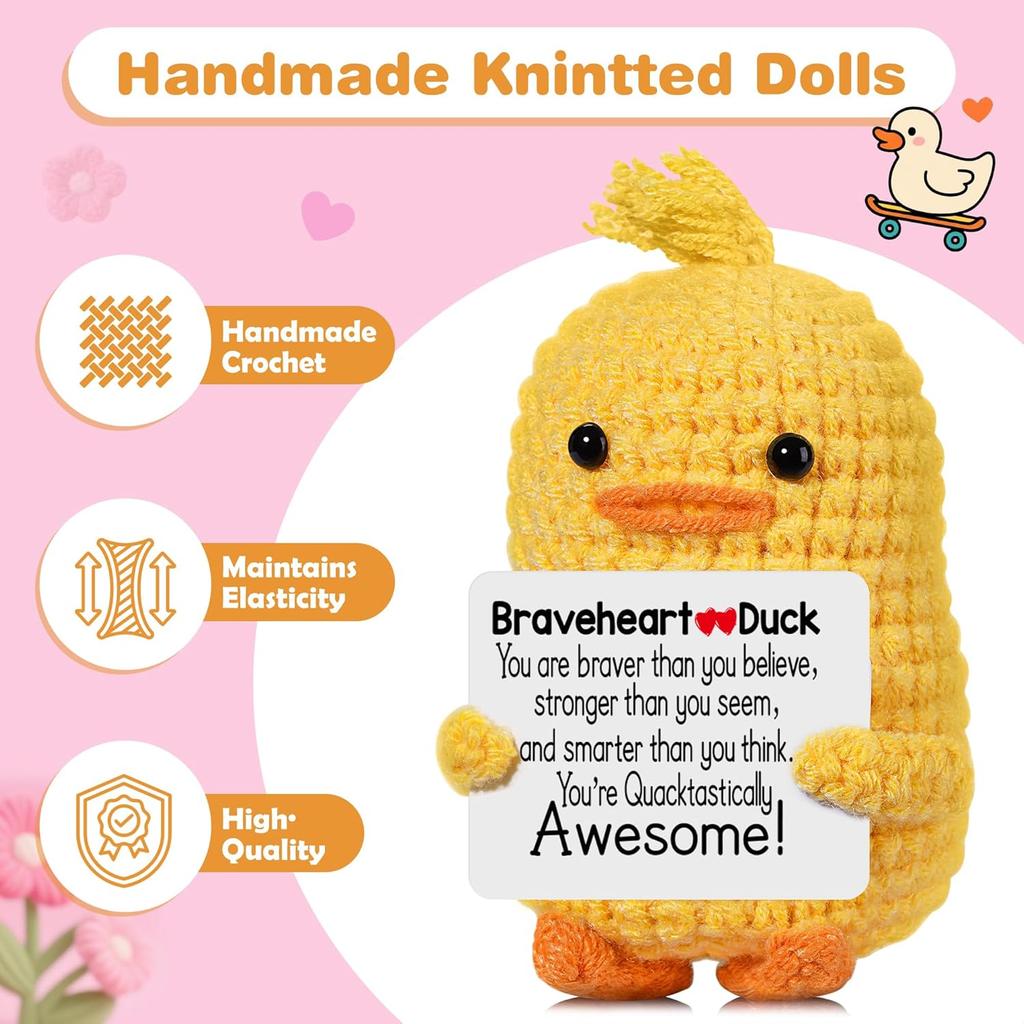 New Funny Emotional Support Positive Crochet Duck Doll Christmas Home Decoration Handmade Knitted Duck Desktop Ornament Gifts