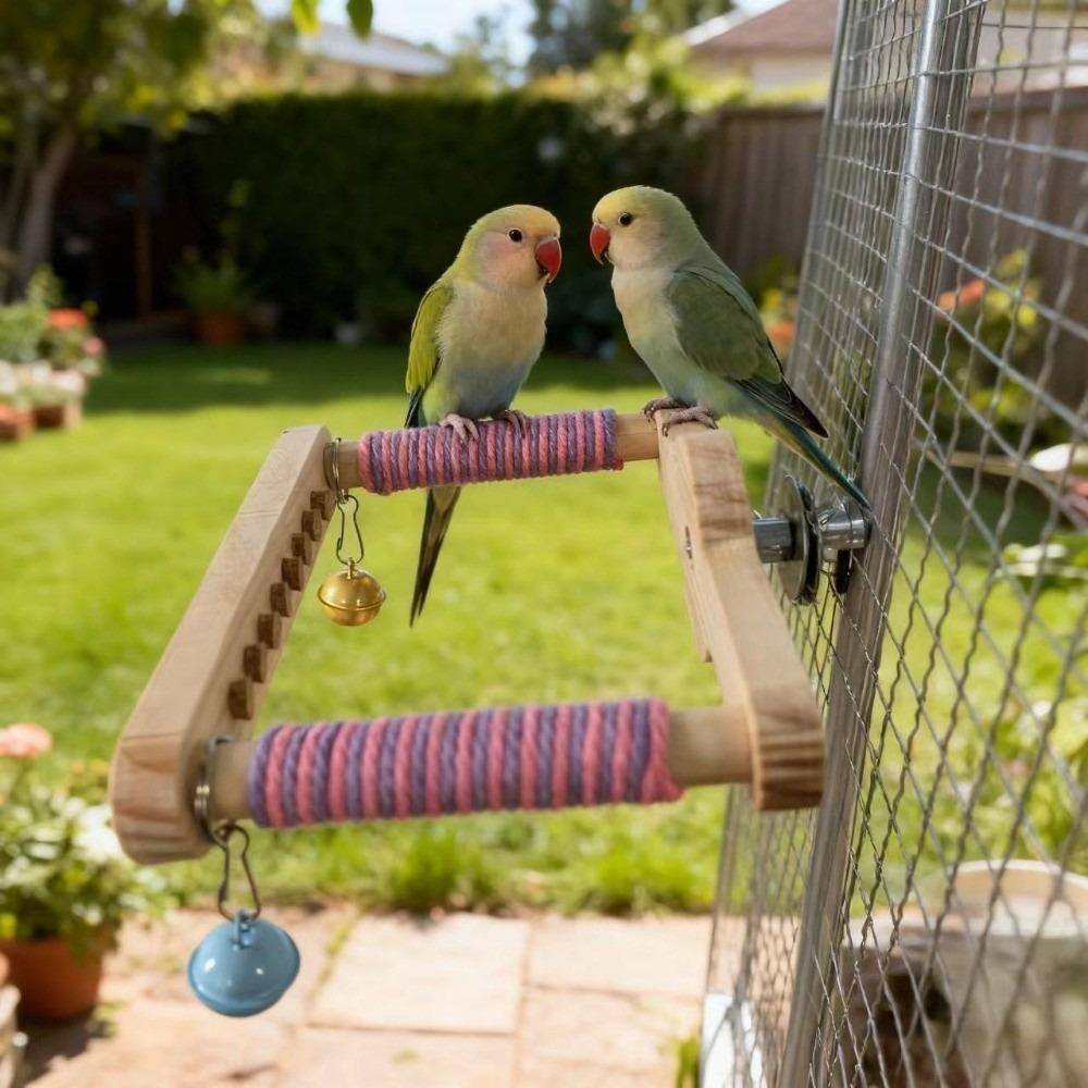 Wood Rotating Bird Perch Toy DIY Windmill Swing Parrot Toy Bird Training Stand  Bird Play