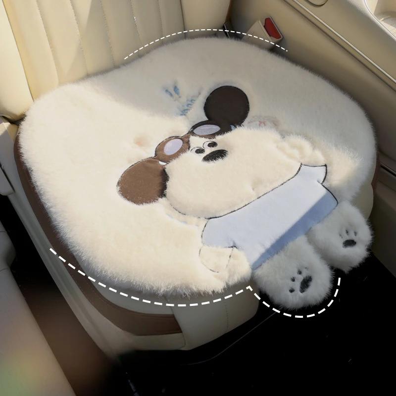 

Plush Car Seat Cushion Universal Antislip Warm Cute Cartoon Dog Car Seat Cover Women s Car Interior Accessories Artificial Plush&Four Seasons