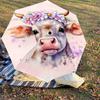 1pc Cow Flower Crown Automatic Open/Close Umbrella Compact Folding Umbrella with 8-Rib Shaft for Women/Men, Elegant Birthday1323S