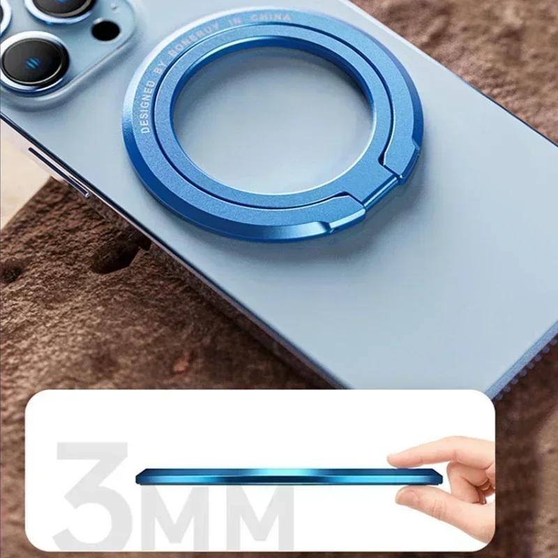 Ultra-thin Cell Phone Ring Holder Magnetic Ring Rotatable Foldable Kickstand Magnet Grip Desktop Stand for MagSafe IPhone 15 14