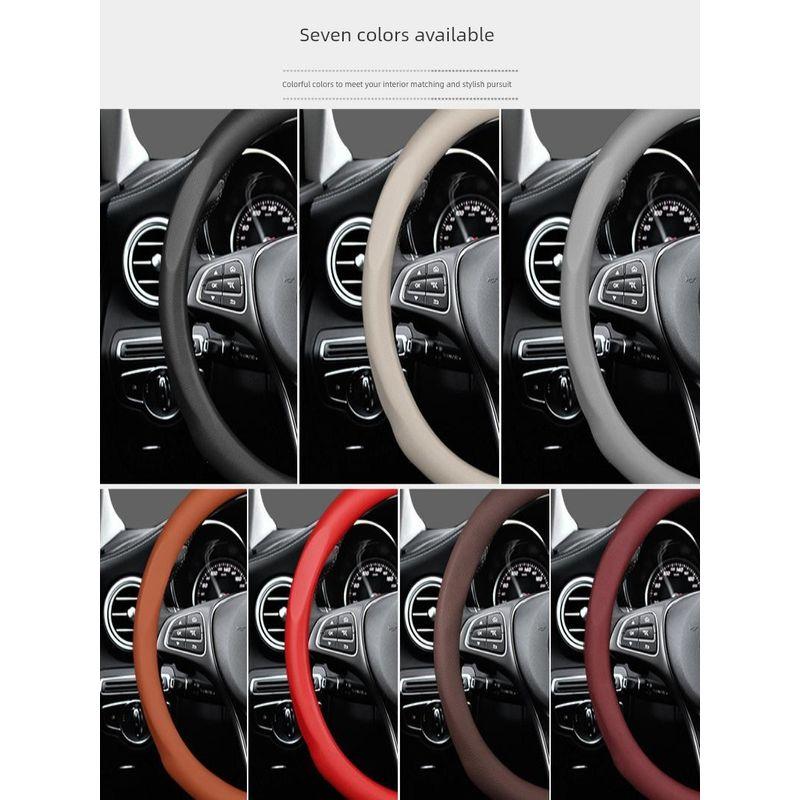 New All-Season Universal Car Steering Wheel Cover, Genuine Leather Steering Wheel Cover, Cowhide Korean Style Hand-Shaped Car Handle Cover
