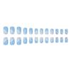 Fresh Blue & White Gradient Short Square Detachable False Nails with Irregular Lines