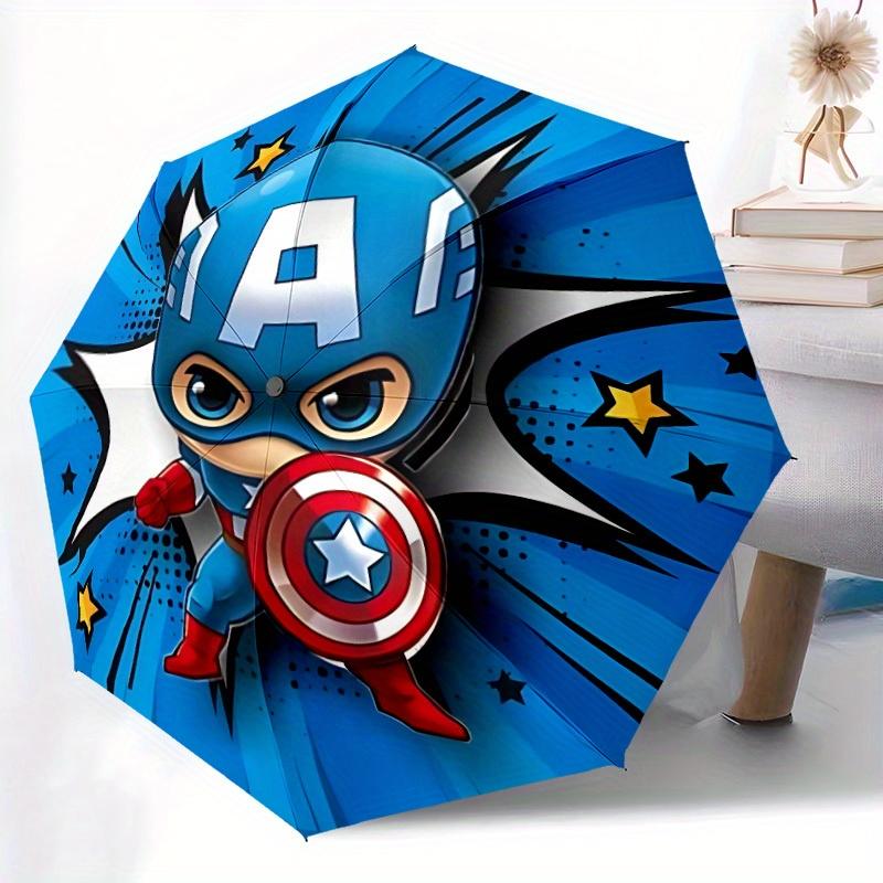 1pc Captain America, SuperheroDesign Automatic Opening/Closing Folding Umbrella with 8 Iron Ribs, Portable Sunshade for Men and Women y250724024