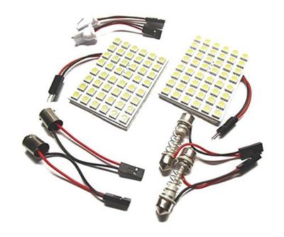 Phoenix Car LED Interior Set of 2 Bright 5050 3 Adapter Warranty Lights, [Super (White)], 12V, 48SMD, Options, 45-Day