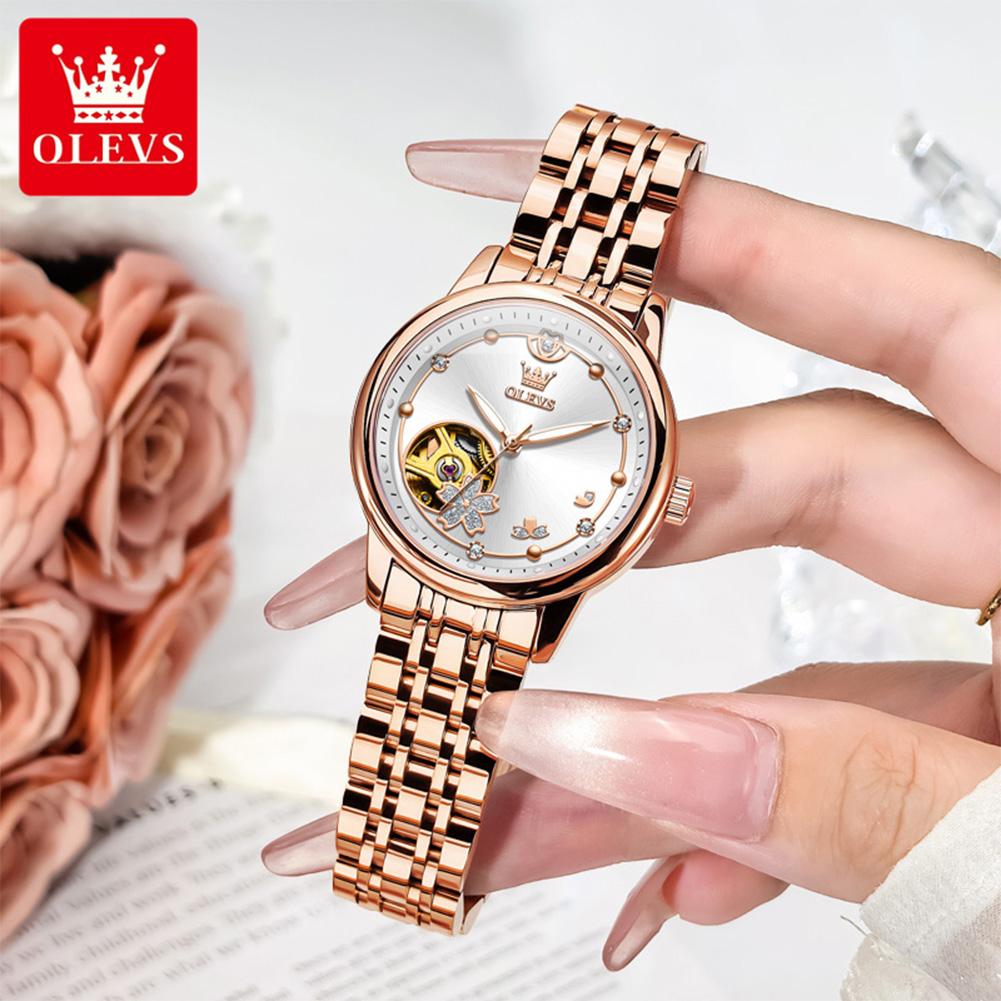 OLEVS Brand New Hollowed Out Ruby Mechanical Watch Waterproof Women's Watch Female 6732