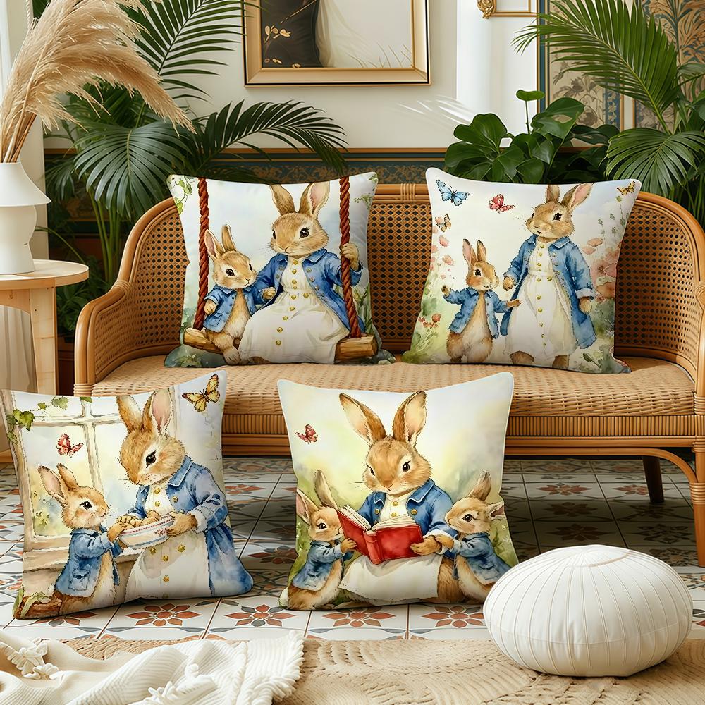 cartoon Easter Bunny Eggs cute cushion cover Plush Fabric Soft Double Sided Print Sofa Cushion Cover Throw Pillow Covers