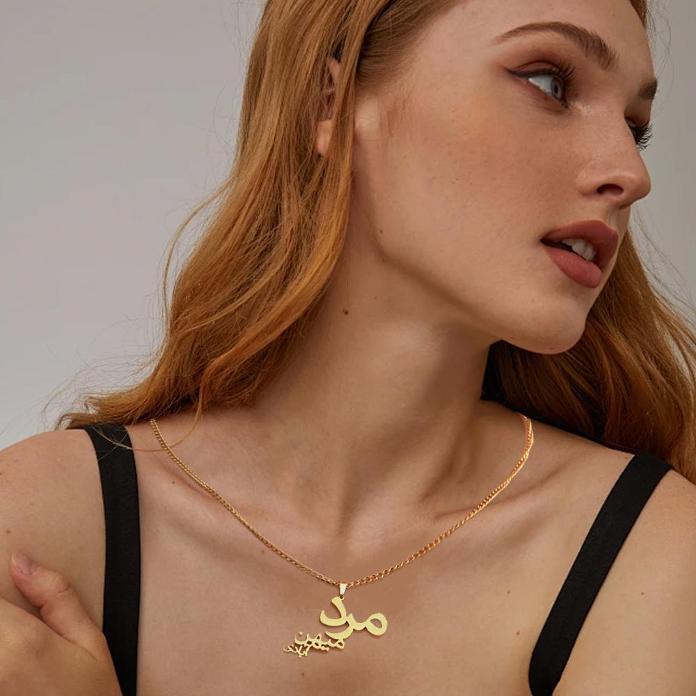 Persian Poem Women Life Freedom Pendant Necklace Stainless Steel Farsi Necklaces for Women Vintage Ethnic Jewelry Gifts