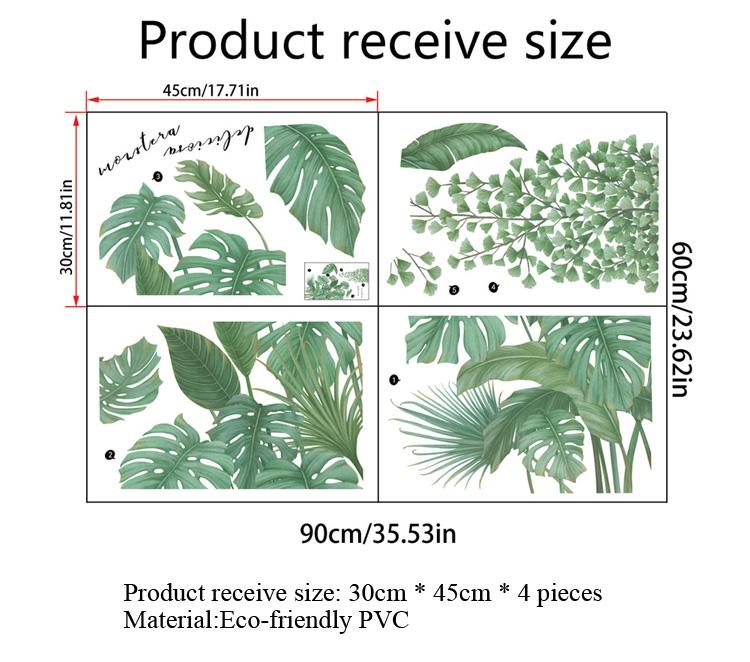 Creative Green Plants Wall Stickers Living Room Bedroom Background Home Decoration Wallpaper For Wall Decals Combination Mural