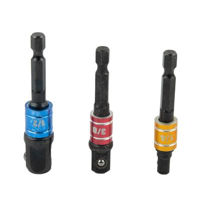 1/4" 3/8" 1/2" Wrench Socket Adapter For Impact Driver With Hex Shank Extension Bar Chrome Vanadium Steel Drill Socket Adapter