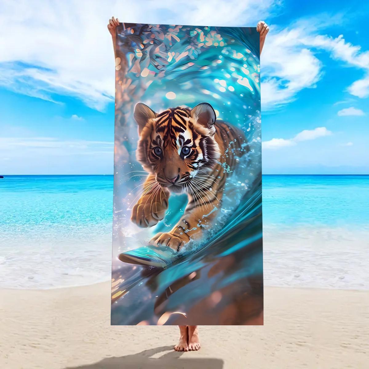 

1pc Simple and stylish beach towel with animal print, ultra-fine fiber quick drying and absorbent large beach towel W30*H60(CM)