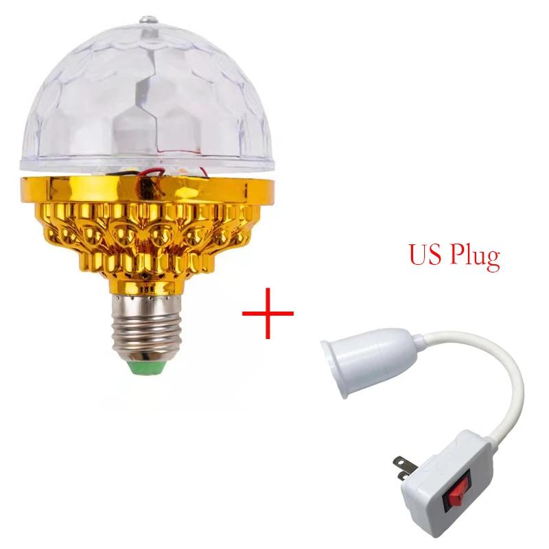 RGB Stage Lights With US EU Plug E27 Rotating Light Bulbs for Party Holiday Decoration AC85-265V Shining Lamp 360° Beam Angle