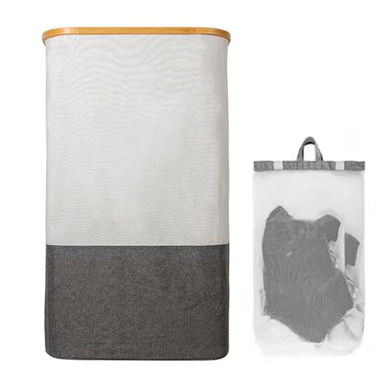 Velkokapacitní 105 l skládací koš na prádlo s víkem a rukojetí Koš na oblečení s vyjímatelnou vnitřní taškou Domácí organizace