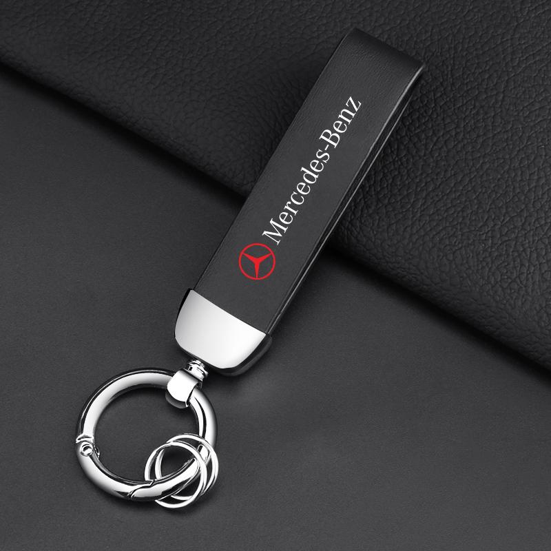 Leather Key Chain Car Keyring Pendant Keychain Car Accessories For Mercedes Benz AMG W246 W212 W204 C117 X156 A B C E Ml Gl Cla Gla Glk Sl Slk Class