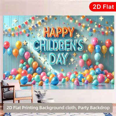 2D Flat Children's Day Themed Background Cloth for Kids Photoshoot