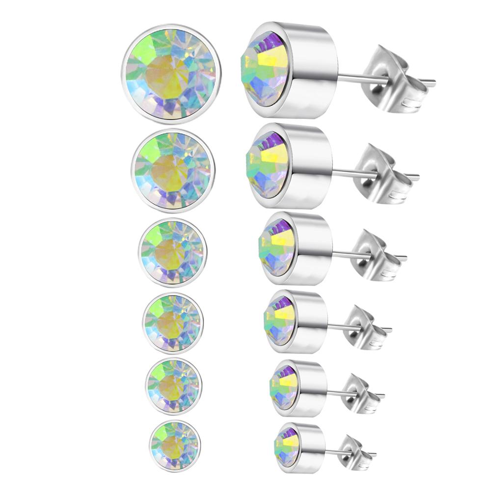 

LUXUKISSKIDS Classic Stud Earrings Set 6 Pairs/Box Fashion Jewelry Girls Stainless Steel Gold Plated Earrings Zircon Minimalist