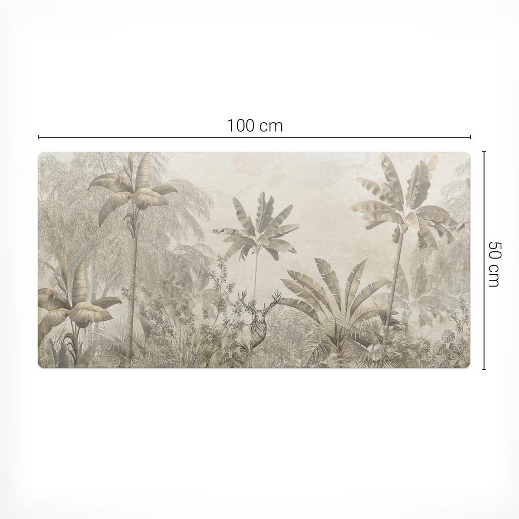 Stylowa Mata Winylowa Pod Komputer Tropikalny Las Z Jeleniem 100X50 Cm