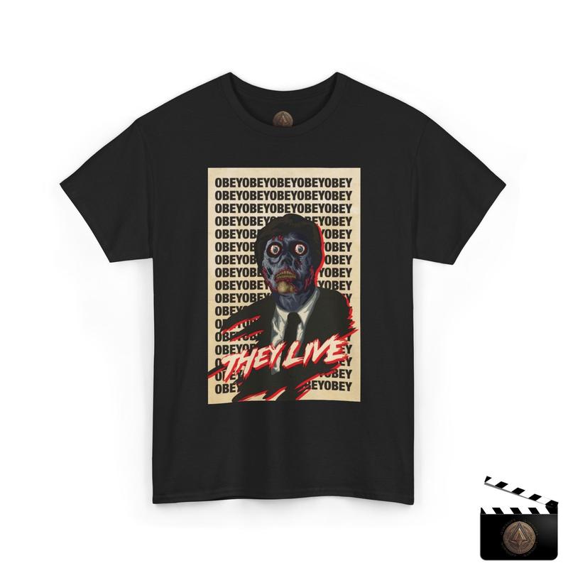 They Live Obey Movie Unisex T-Shirt, Obey Consume Skeleton Tee, Retro Sci-Fi Gift L