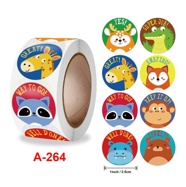 500Pcs Children's Cartoon Animal Stickers Baby Stickers Kindergarten Inspirational Little Red Flower Reward Roll Stickers