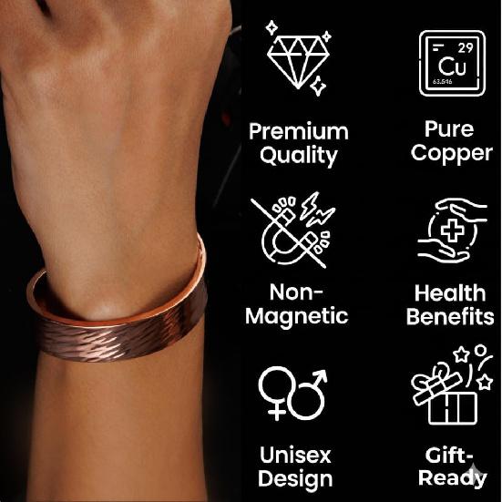 DEMMEX 3mm Thick Solid Copper Bracelet for Men & Women – 100% Pure, Raw, Uncoated Copper Cuff Bangle, Non-Magnetic – Heavy Gauge Thickest of Its