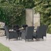 3156791 vidaXL Garden Dining Set 7 Pcs Dark Grey Wicker