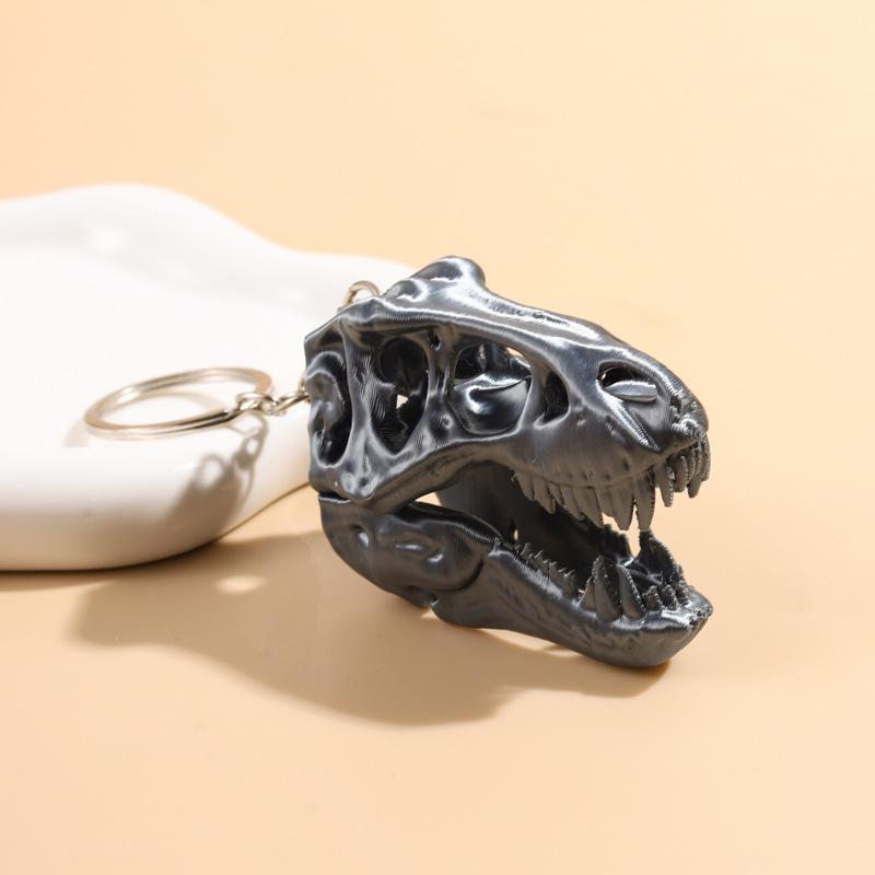 T-Rex Dinosaur Skull Keychain Realistic Dinosaur Skull Keyring Vintage Fossil Skull Key Chain Cool Gothic Dino lover Gift
