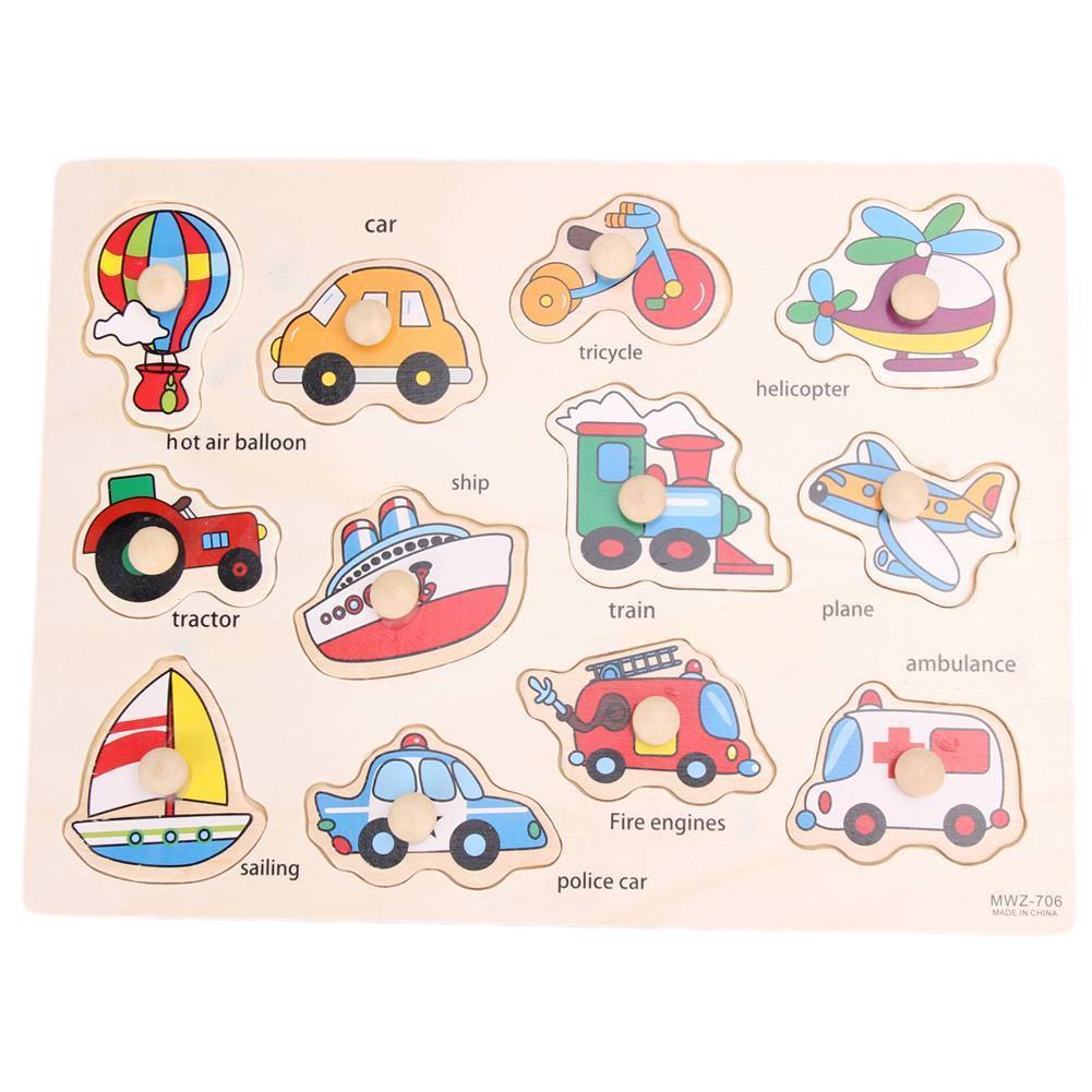 

Kids Baby New Wooden Early Leaning Educational Toys Baby Hand Grasp Toy Puzzle Vehicle