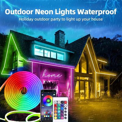 5V RGB Neon LED Strip Light – IP65 Waterproof, Bluetooth APP Control, Music Sync & 24-Key Remote for TV Bedroom Party Home Decor
