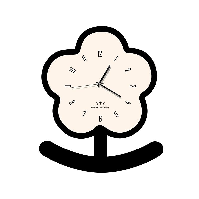 Small Flower Modern Simple Swing Pendulum Clock High End Sense Home TV Cabinet Office Desk Living Room Decoration Clock Watch