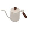 600ml Gooseneck Coffee Kettle 304 Stainless Steel Long Spout Kettle Wood Handle Pour Over Coffee Teapot White