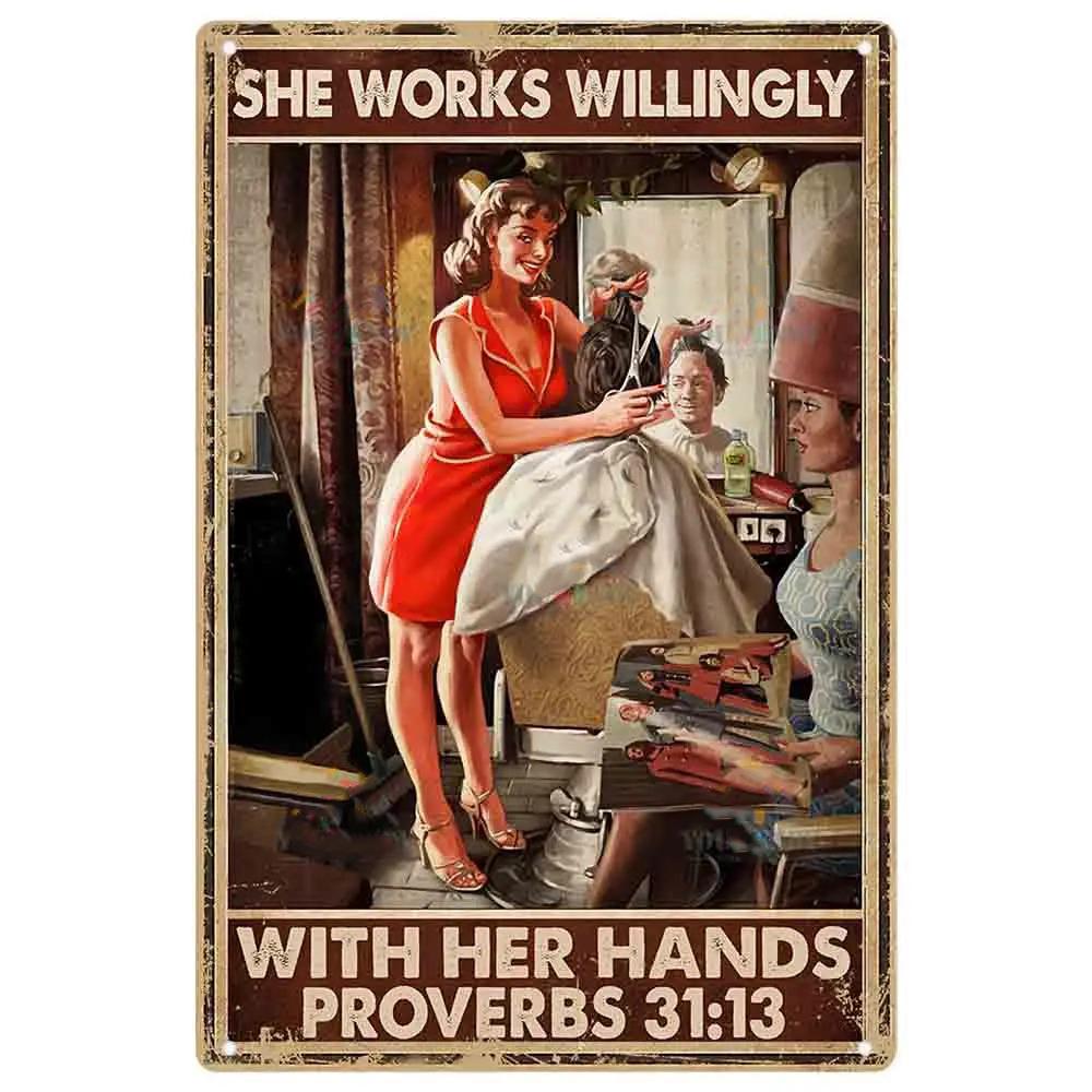 Vintage Kuaför Metal Teneke Tabelalar Kuaför Metal Posterleri Berber Dükkanı Güzellik Salonu Ev Kahve için