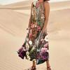 Women's Casual Fashion Flower Printed Sleeveless Pocket Dress