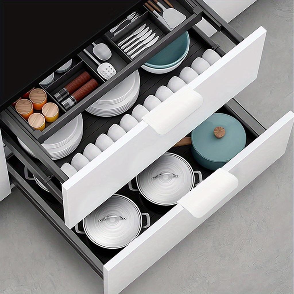 8pcs Cabinet Pull Handles, Hidden Drawer Handles, Modern-style Cabinet Hardware for Wardrobes and Drawers