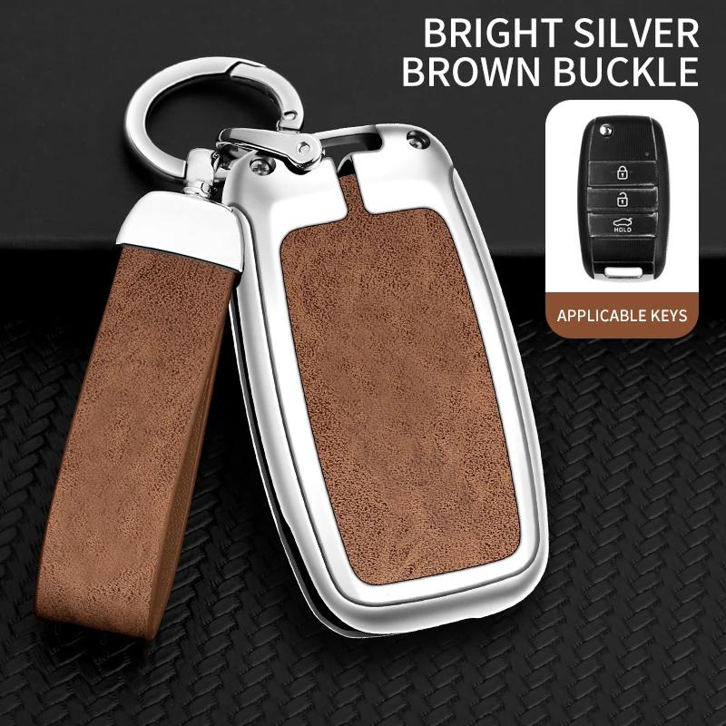 Zinc Alloy Leather Car Key Case Cover Shell For Kia Carens Ceed Rio 3 Sportage Optima Sorento Cerato Soul Forte Seltos Sid K2 K3