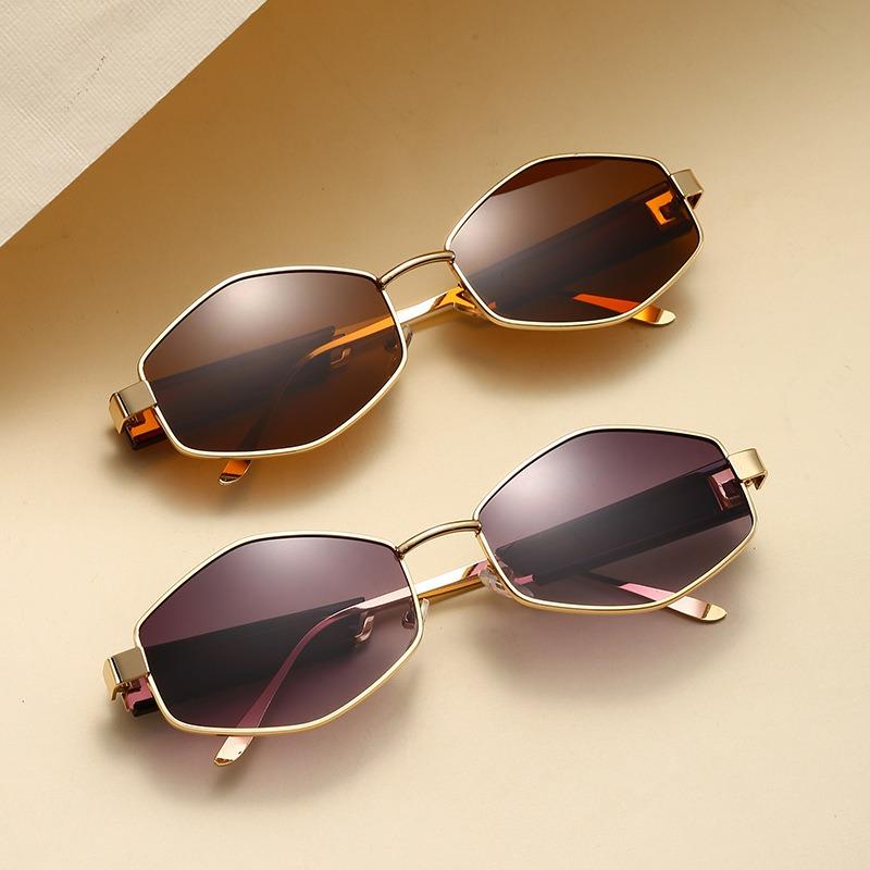 New Diamond Shaped Sunglasses for Women Metal Small Frame Concave Design Photography Glasses Fashion Sun Glasses