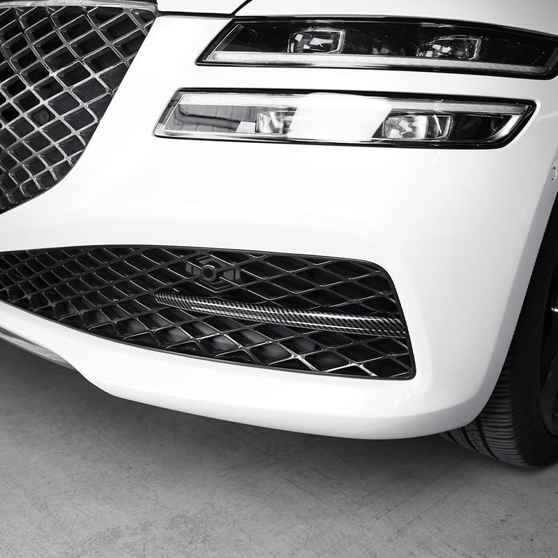 Carbon Fiber Front Fog Light Lamp Decoration Cover Trim For Genesis G80 RG3 -2024 Accessories