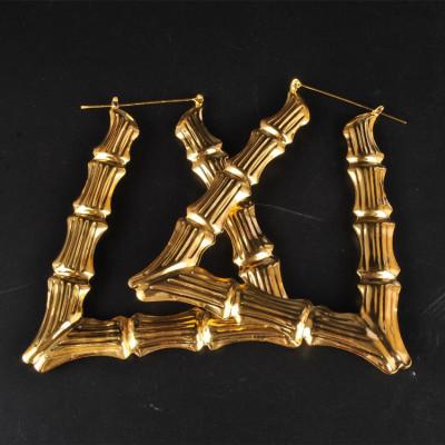 Punk Goud Zilver Kleur Bamboe Hoepel Oorbellen Voor Vrouwen Geometrisch Grote Ronde Cirkel Bamboe Oorbellen Sieraden Hip Hop Feest Sieraden