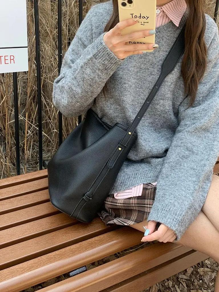Vintage Große Kapazität Damen Beutel Schultertasche als Pendler Weiches PU Damen Umhängetasche Einfache Retro Damen Tote Handtaschen