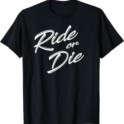 New Limited Cool Ride Or Die Distressed White Creative T Shirt Made In Usa