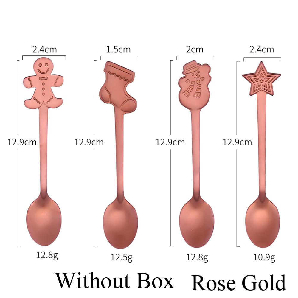 4pcs/set Stainless Steel Christmas Tableware Coffee Spoons Ice Cream Desserts Spoon Snowman Xmas Tree Kids Drinking Tea Scoops