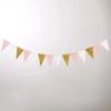 10 Fuß Rosa Weißgold Papier Dreieck Girlande Flagge Wimpelkette Wimpel Banner für Hochzeit Brautparty Geburtstagsfeier Heimdekoration